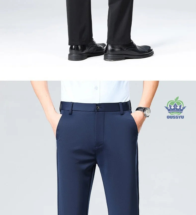 Men's Stretch Suit Pants — Slim Straight Business Formal Trousers