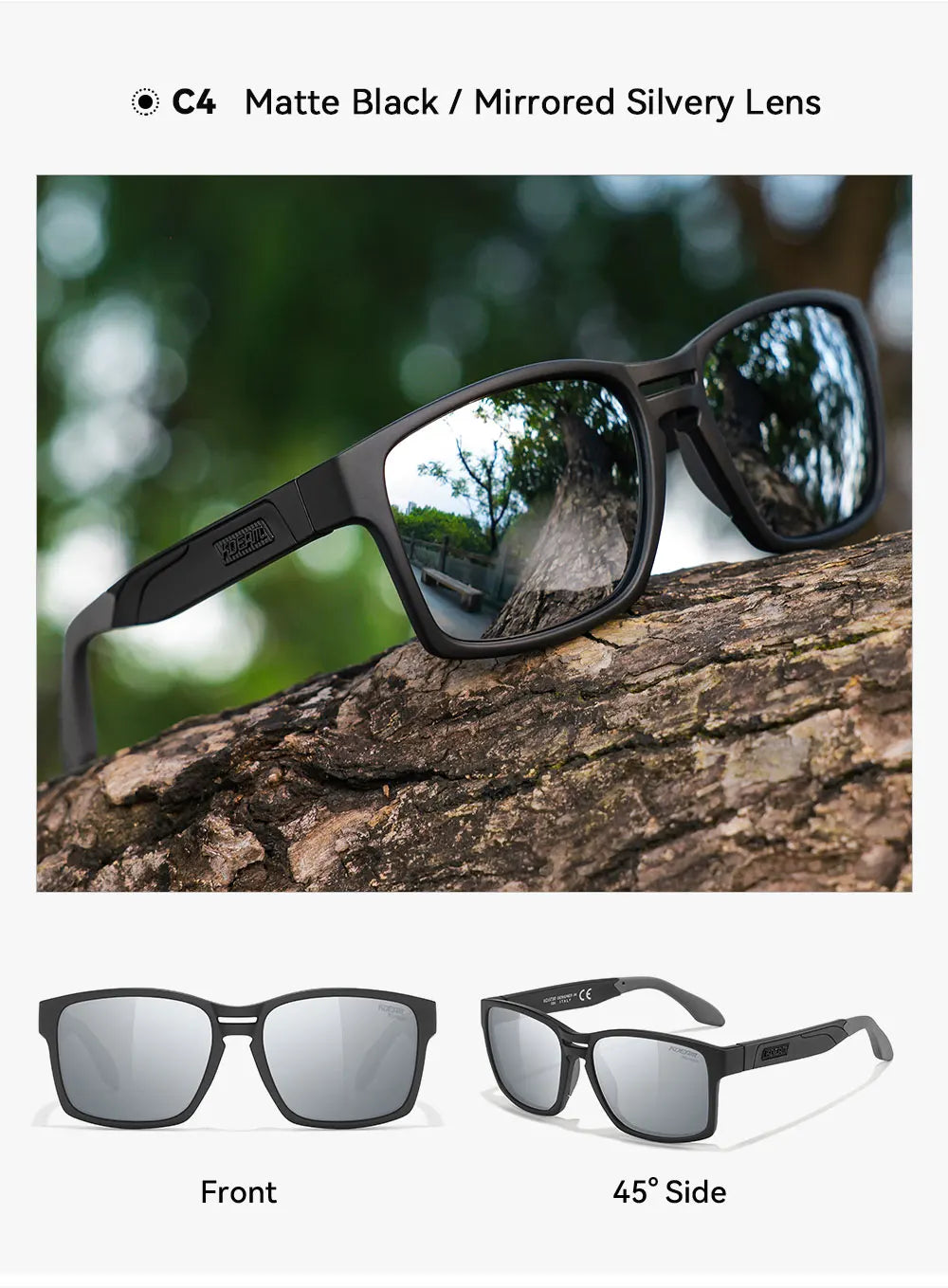 KDEAM New Polarized & Photochromic Sunglasses Unisex Size Square TR90 Sun Glasses For Fishing Golfing Driving Jogging