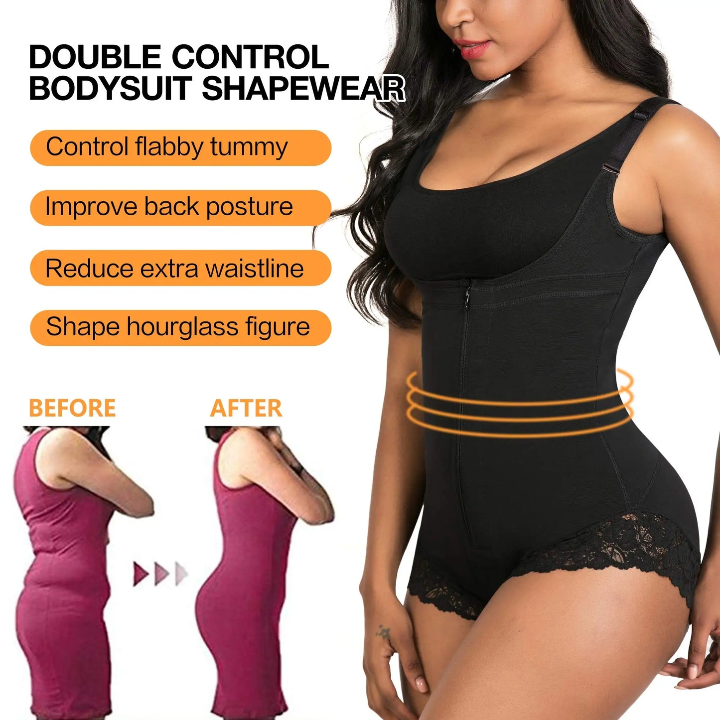 USA-Made Colombian Body Shaper | Lace Tummy Control Bodysuit & Waist Traine