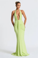 Elegant Deep V-Neck Halter Maxi Dress
