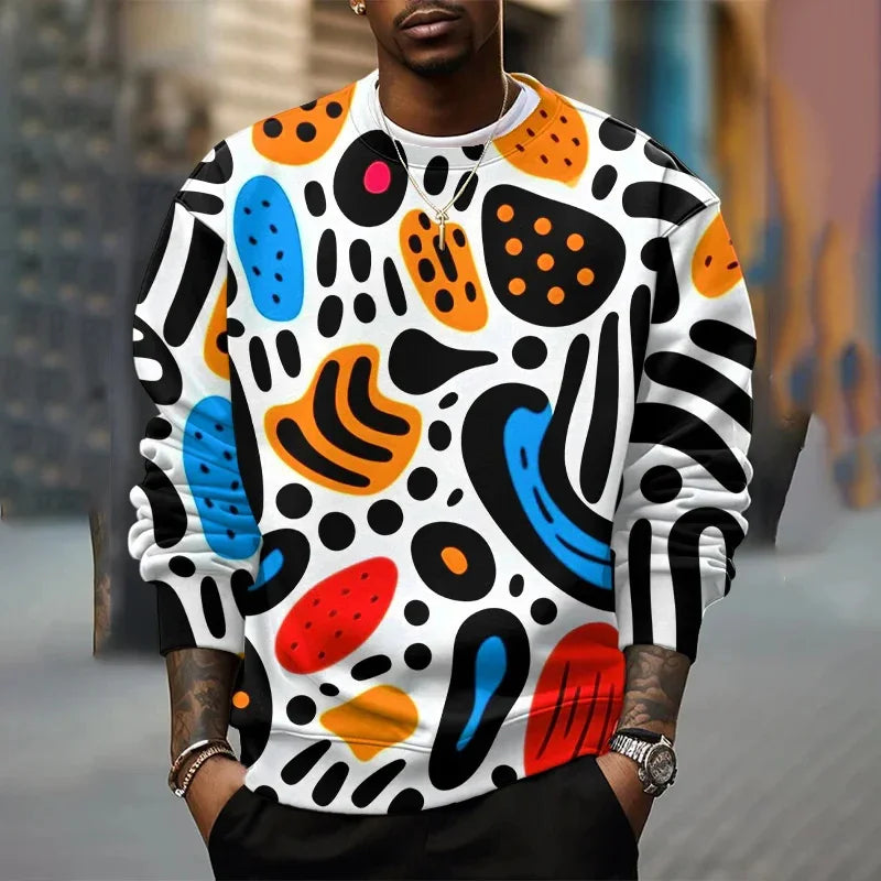 Retro Plaid Art Graphic Sweatshirt