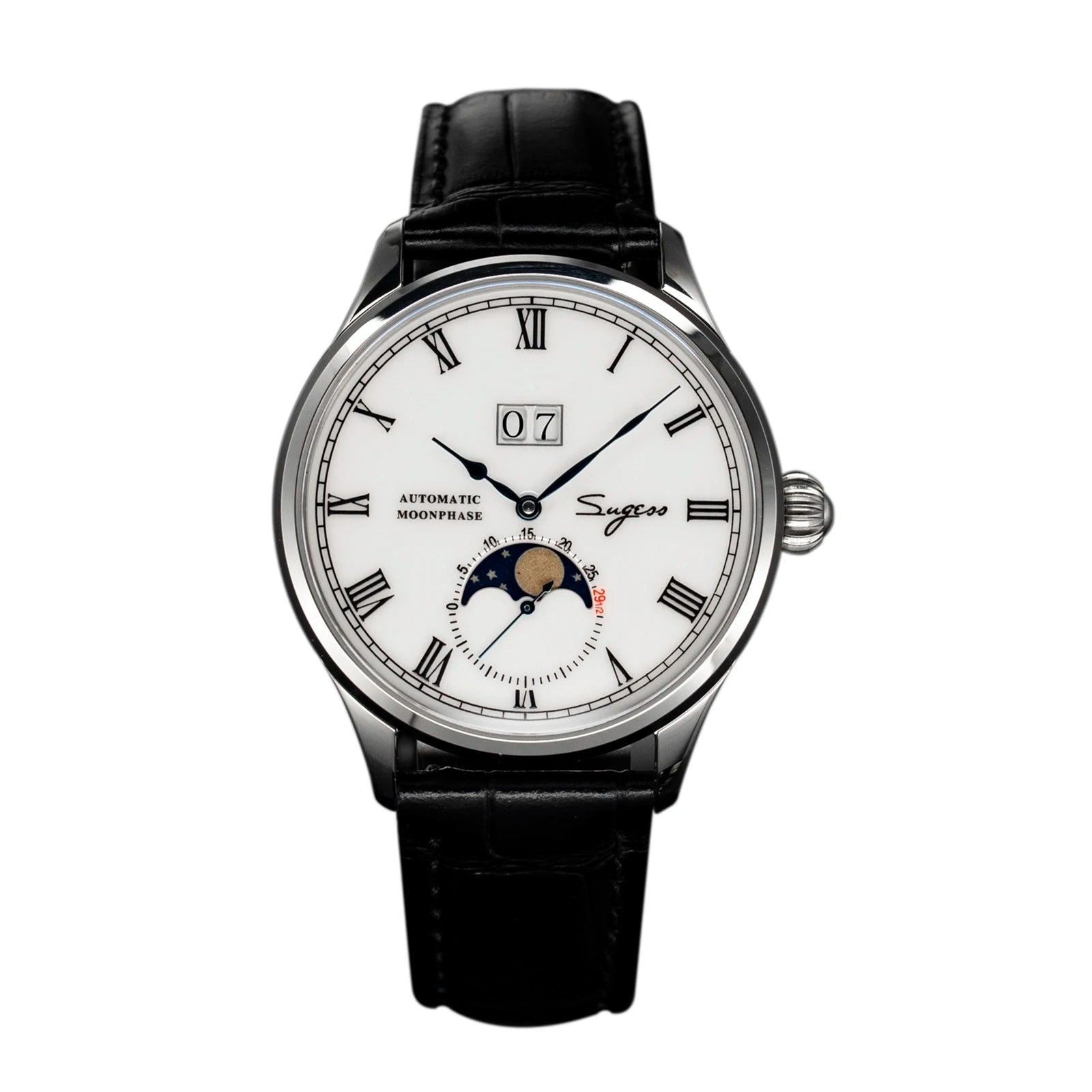 Sugess Watch Tianjin ST25 Automatic Mechanical Movement Real Moonphase Men Watches Luxury Wristwatch Retro Reloj Hombre Sapphire