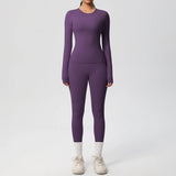 2 PCS Sportswear Yoga Set Gym Clothes Yoga Suits For Women Fitness Set Tracksuits Sports Long Sleeve Crop Top Gym Leggings