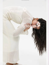 Elegant O-Neck Knit Maxi Dress