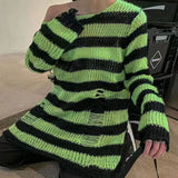 Gothic Striped Distressed Unisex Sweater