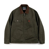 Maden Retro Heavyweight Canvas Detroit Jacket Corduroy Collar Hunting Short Zip-Up Jacket with Pockets Men's Autumn Outerwear