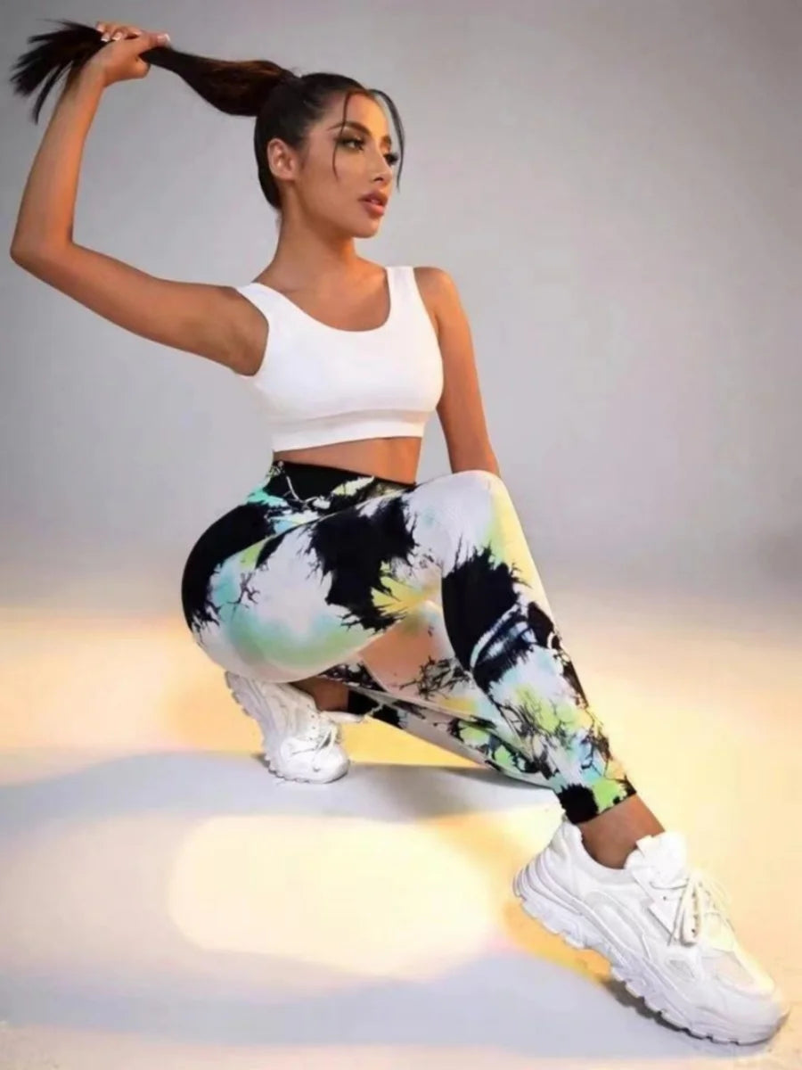 Women's 3D Tie-Dye Seamless Push-Up Leggings