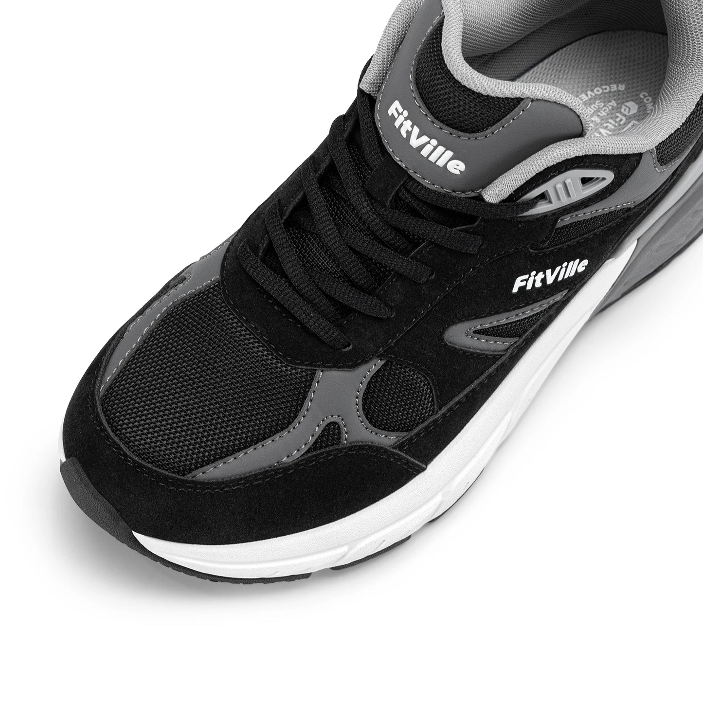 FitVille Newest Walking Shoes for Men Wide Width Sneakers with Arch Support for Flat Feet Heel Pain Relief Plantar Fasciitis
