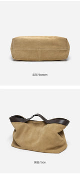 Motingsome Winter New Suede Big Tote Women Matte Cowhide Leather Handbag Oversized Shoulder Bowling Shopper Purse Luxury Design