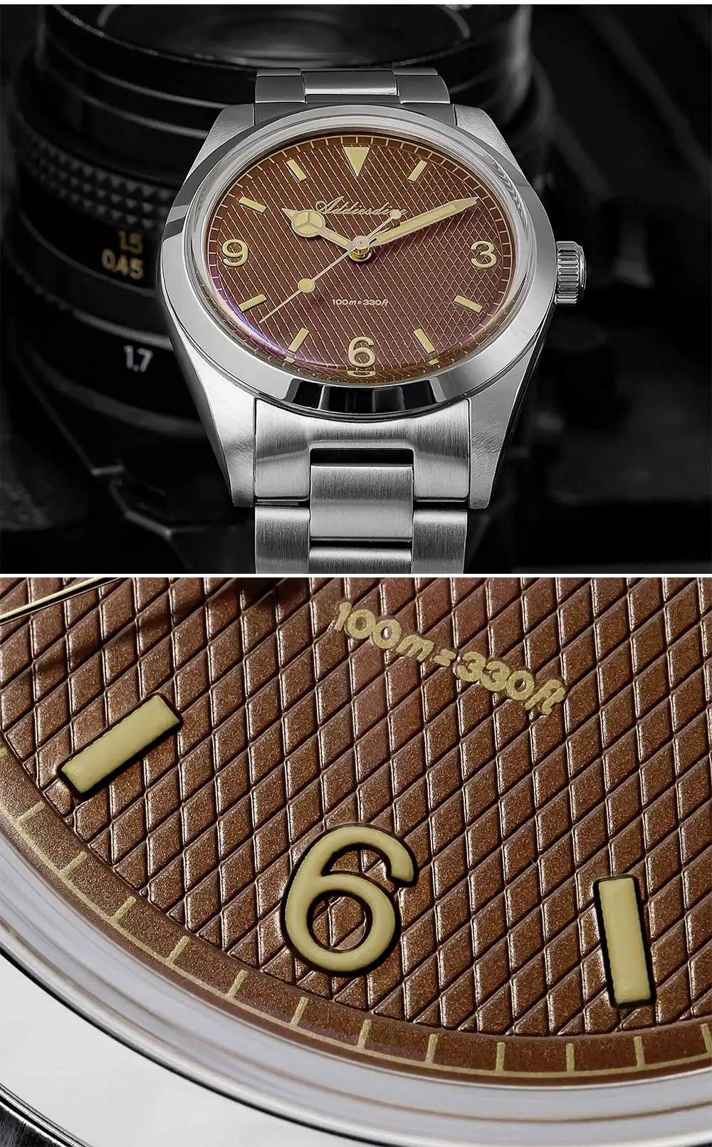 ADDIESDIVE 36mm Men Watch Luxury 200m Waterproof Super Luminous Bubble Glass Stainless Steel Wrist Watch Quartz Watches For Men