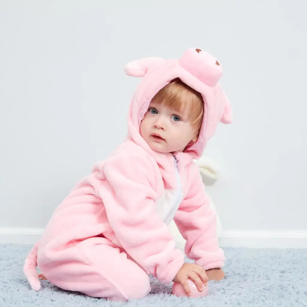 Animal Theme Flannel Baby Romper