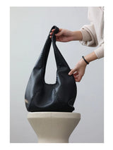 JAZZQ Soft Cowhide Leather Hobo Tote | Hand-Woven Detail