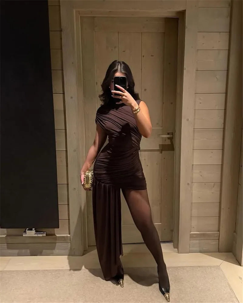 Elegant Ruched Sleeveless Mini Dress