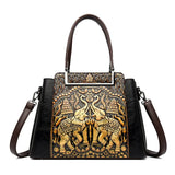 New Vintage Embossed Handmade Handbag For Women Versatile PU Leather Shoulder Bag 3 Layers Large Capacity Crossbody Bags Female