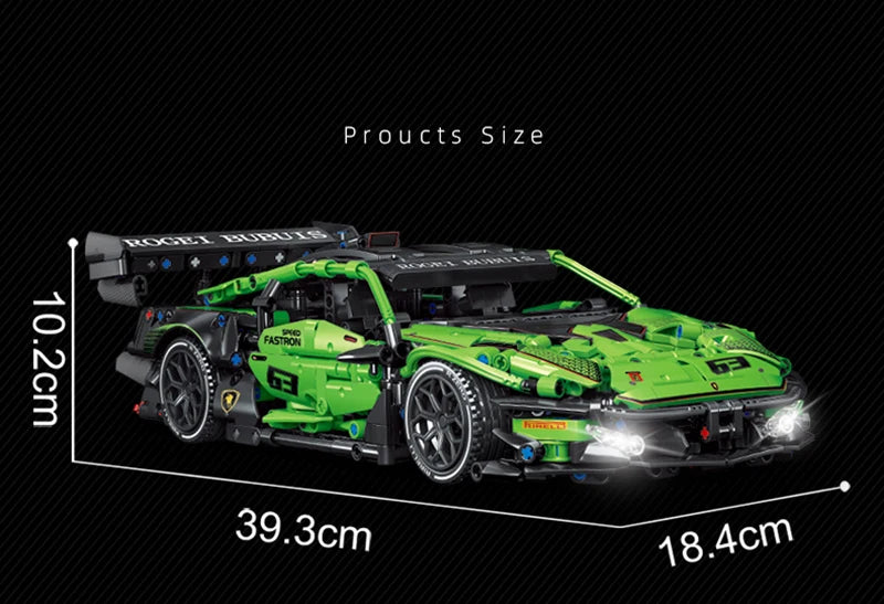Technical Green Speed Racing Car Model Building Blocks Kit MOC Assembly Bricks Toys Desktop Collectible Holiday Gift For Kids