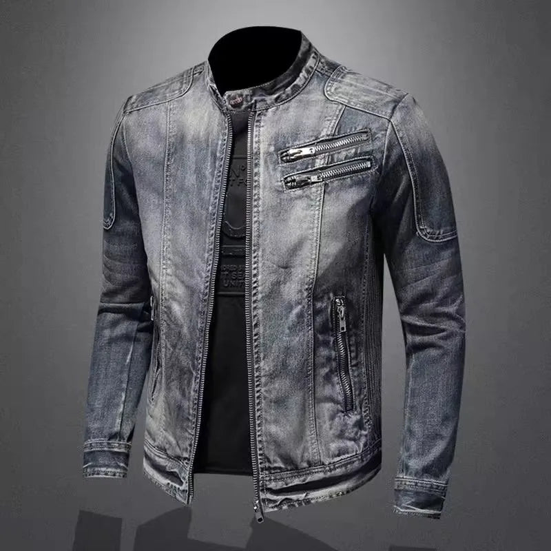 Men's USA-Made Slim Fit Denim Zipper Jacket | Autumn & Winter Casual Coat