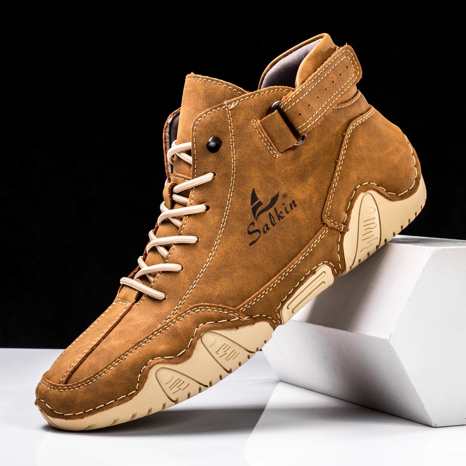 Men's Handmade Split Leather Ankle Boots Sneaker