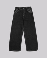90s Retro Street Embroidery Jeans Male  R&B Solid Color Loose Straight Pants Female Y2K Harajuku Hip Hop  Punk Style  Men Jeans
