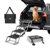 SucceBuy Dog Stair for Cars Wide Dog Car Steps Folding Portable Pet Steps Lightweight Aluminum for Car SUV and Truck 150 lbs