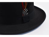 Men's Vintage Felt Fedora Hat with Feather Accent