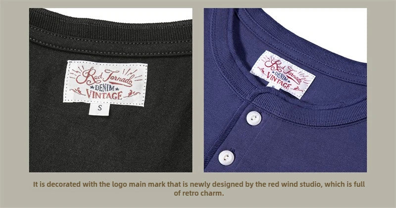 Heavyweight Cotton Henley Tee – Vintage Everyday Essential