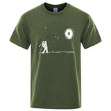 Men's High Quality Cotton Blend Funny Astronaut Print Summer T Shirt Loose O-neck Men Tshirt Short Sleeve T-shirt Male Tees Tops