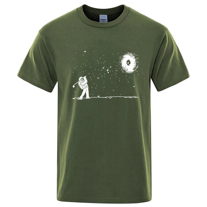 Men's High Quality Cotton Blend Funny Astronaut Print Summer T Shirt Loose O-neck Men Tshirt Short Sleeve T-shirt Male Tees Tops