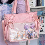 Italife Luxury Large Ita Bag with Ribbon ACG Display Women Blue Big Clear Shoulder Bag with Pin Insert Girl Pink Itabag Bow H201