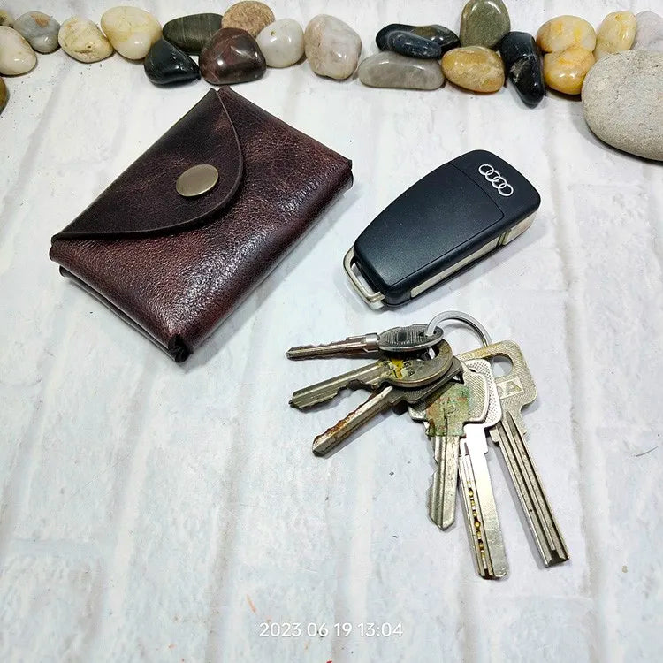 Small Waist Bag Genuine Leather Belt Pack Wallet Coin Purse Card Holder Car Key Pouch Driver's License Case Men Women 6065