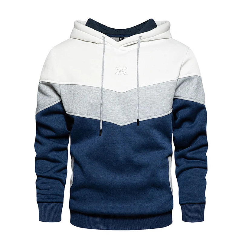 Men’s Patchwork Fleece Streetwear Hoodie