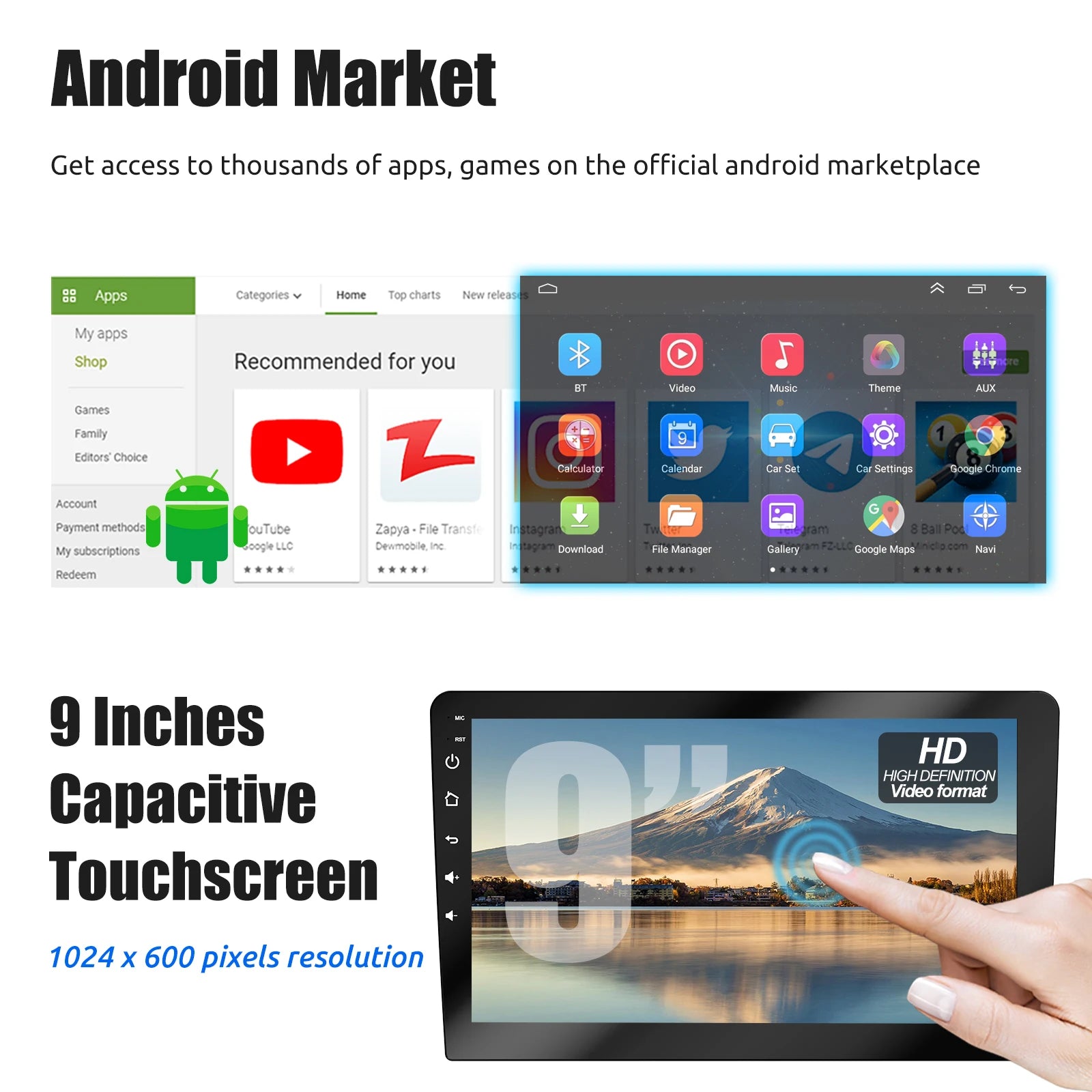 ESSGOO 7"/9"/10" Double Din Car Stereo | Android 14 | CarPlay & Auto