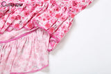 Floral One-Shoulder Ruffle Midi Dress