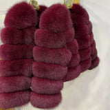 Genuine Fox Fur & Leather Winter Coat
