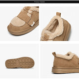 BeauToday Furry Flats Women | Cow Suede Warm Shoes