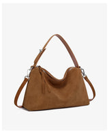 Russian Women's Genuine Suede Cowhide Leather Shoulder Bag Retro Frosted Cow Large Capacity Versatile Commuting Luxury Designer