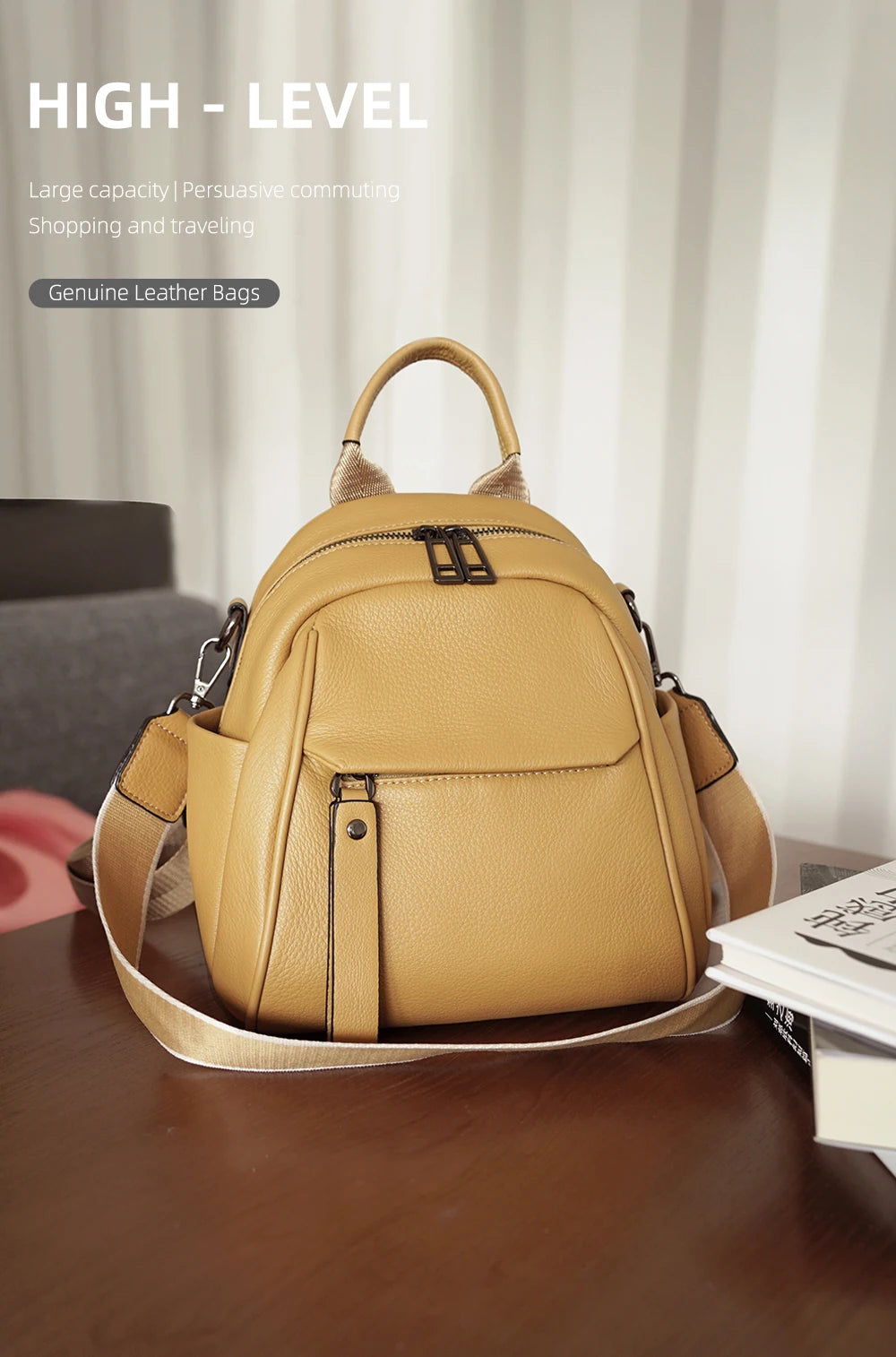 Zency Soft Genuine Leather Women Small Casual Backpack Travel Rucksack Shoulder Bag Purse Preppy Style Mochila 2025