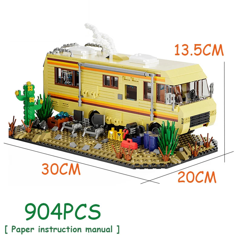 Technical Breaking Bad RV Adventure Camper Bus Car Model Building Blocks Fit Car Vehicle Assemble Bricks Toys For Avid Fans