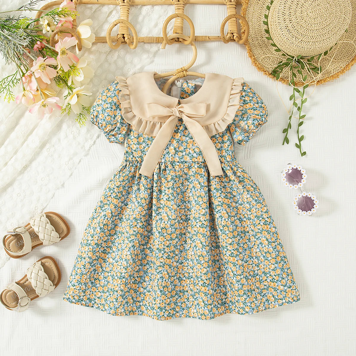Summer Floral Bow Baby Dress
