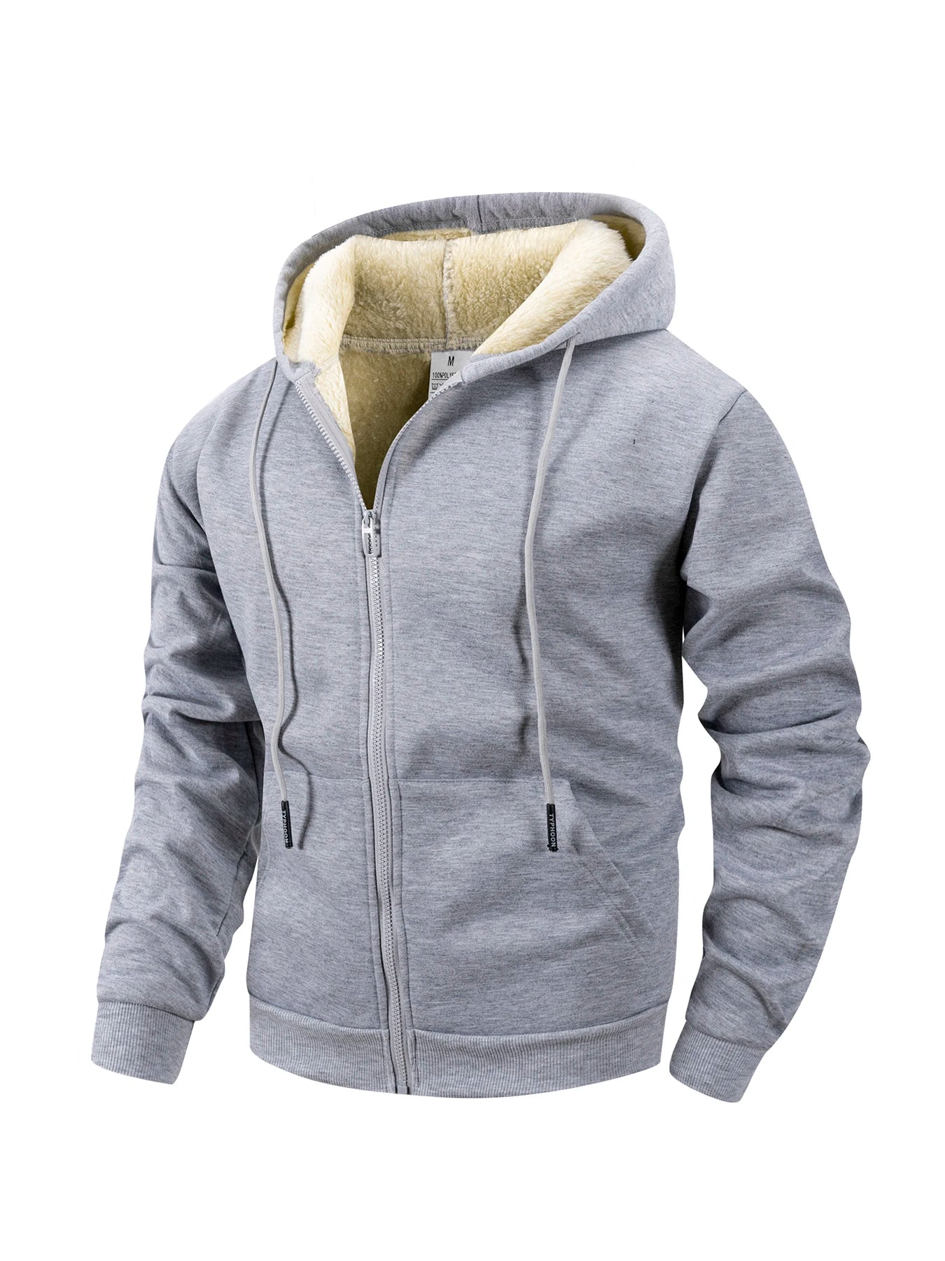 Men's Fleece Zip-Up Hoodie Jacket – Warm & Windproof
