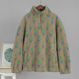 TARUXY Fleece Printing Sweatshirt Women's Half-Zip Sweatshirt Fleece Loose Turtleneck Pullover Female Winter Leisure Sweatshirt