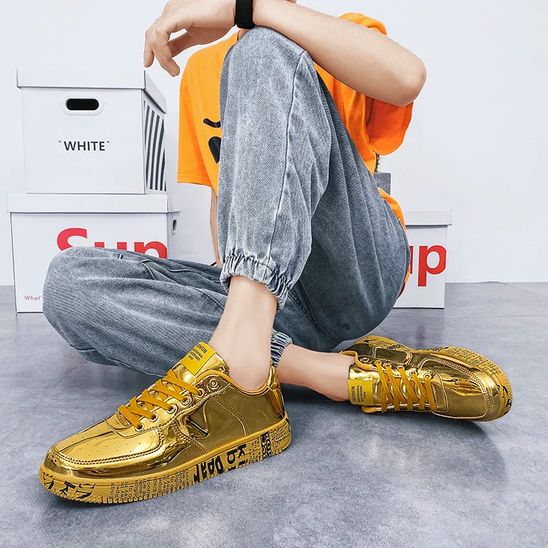 Men's Glitter Lace-Up Streetwear Sneakers