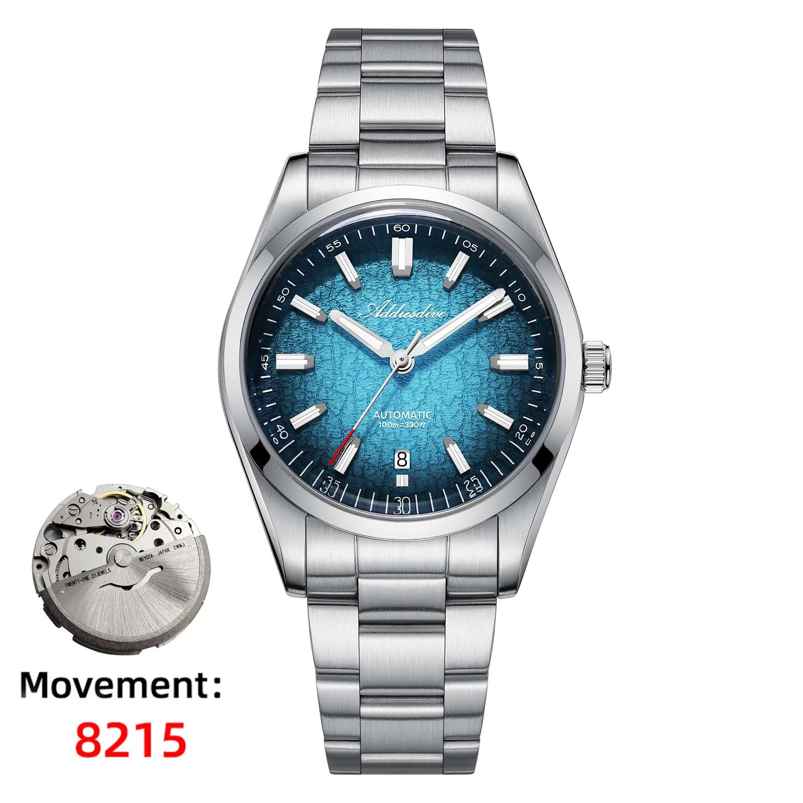 ADDIESDIVE Gradient Diver Watches for Men K1 Mineral Glass Stainless Steel Waterproof Automatic Mechanical Watches AD2531 Luxury