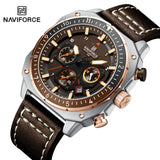 NAVIFORCE Sports Multifunction Waterproof Watches for Men Fashion Leather Luxury Brand Quartz Analog Luminous Square Wrist Watch