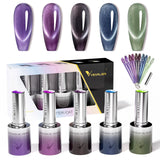5pcs*10ml/kit VENALISA HEMA FREE TPO FREE Glitter Red Cat Eye Gel Nail Polish Ultra Diamond Gel UV LED Soak Off Nail Manicure