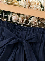 Women's Navy Wide-Leg Bow-Tie Pants