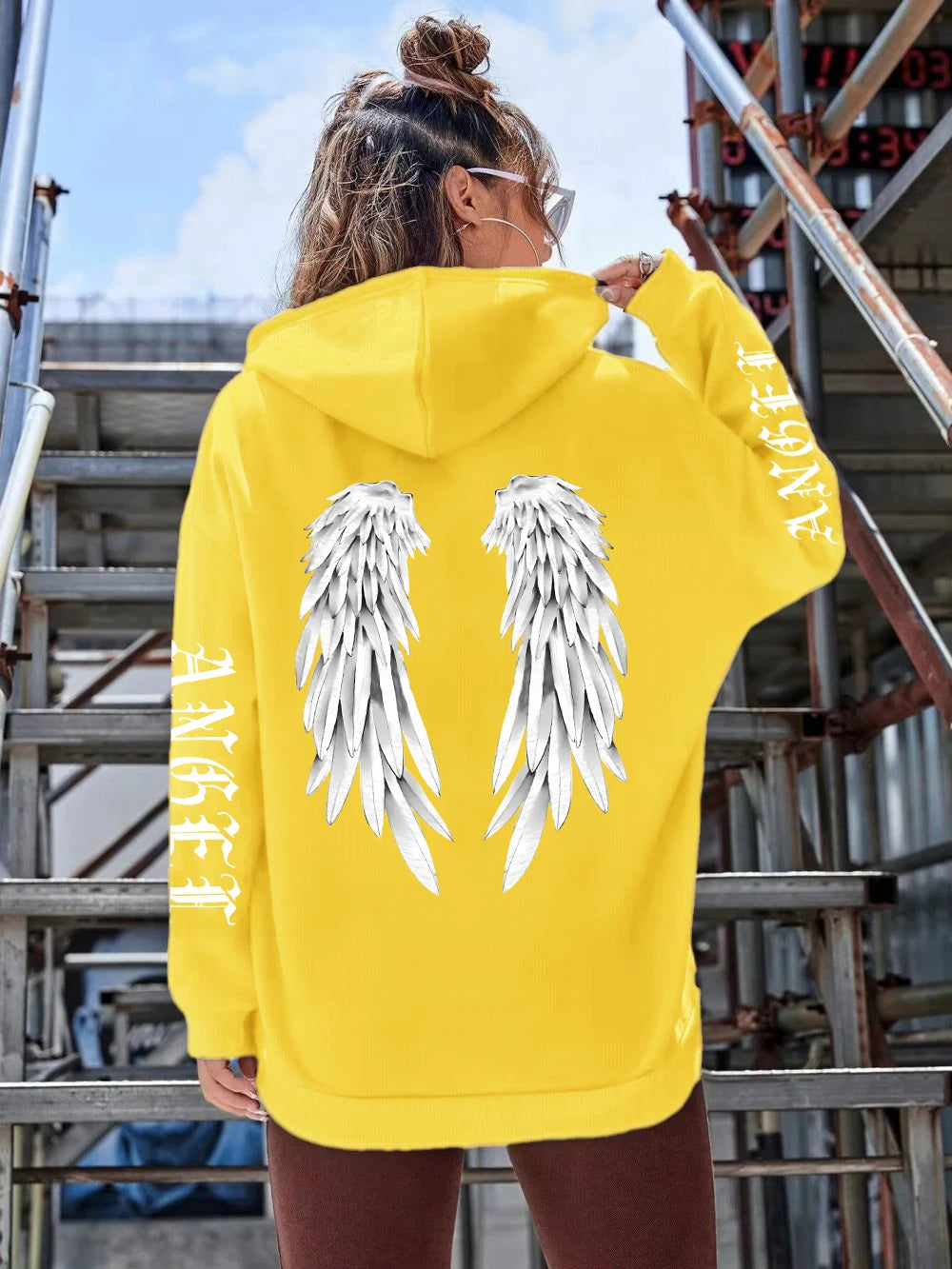 Angel Wings Oversized Graphic Hoodie