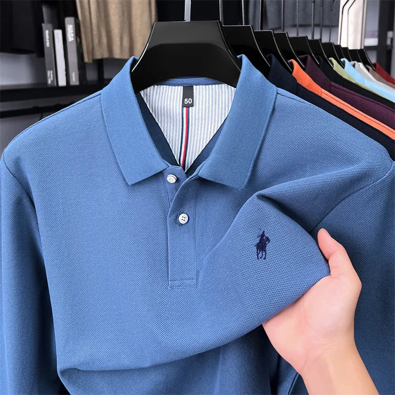 Premium Cotton Embroidered Long Sleeve Polo Shirt