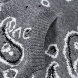 Vintage-Style Printed Knit Cardigan