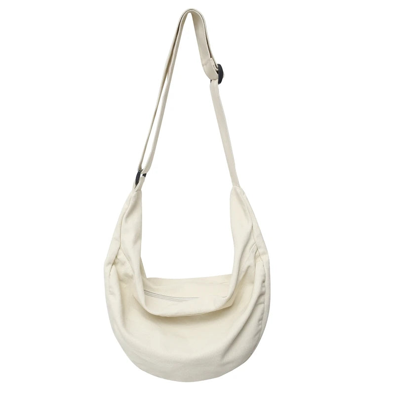 Solid Color Canvas Female Crossbody Bags For Women Large Capacity Shopping Messenger Bag Student Shoulder Bag Unisex School Bag