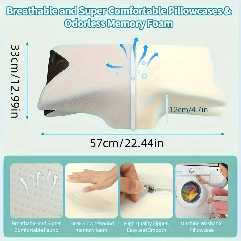 Ergonomic Neck Pillow for Side, Back, and Stomach Sleepers - Contoured Design, Soft Yet Firm Support, Shoulder Relaxation